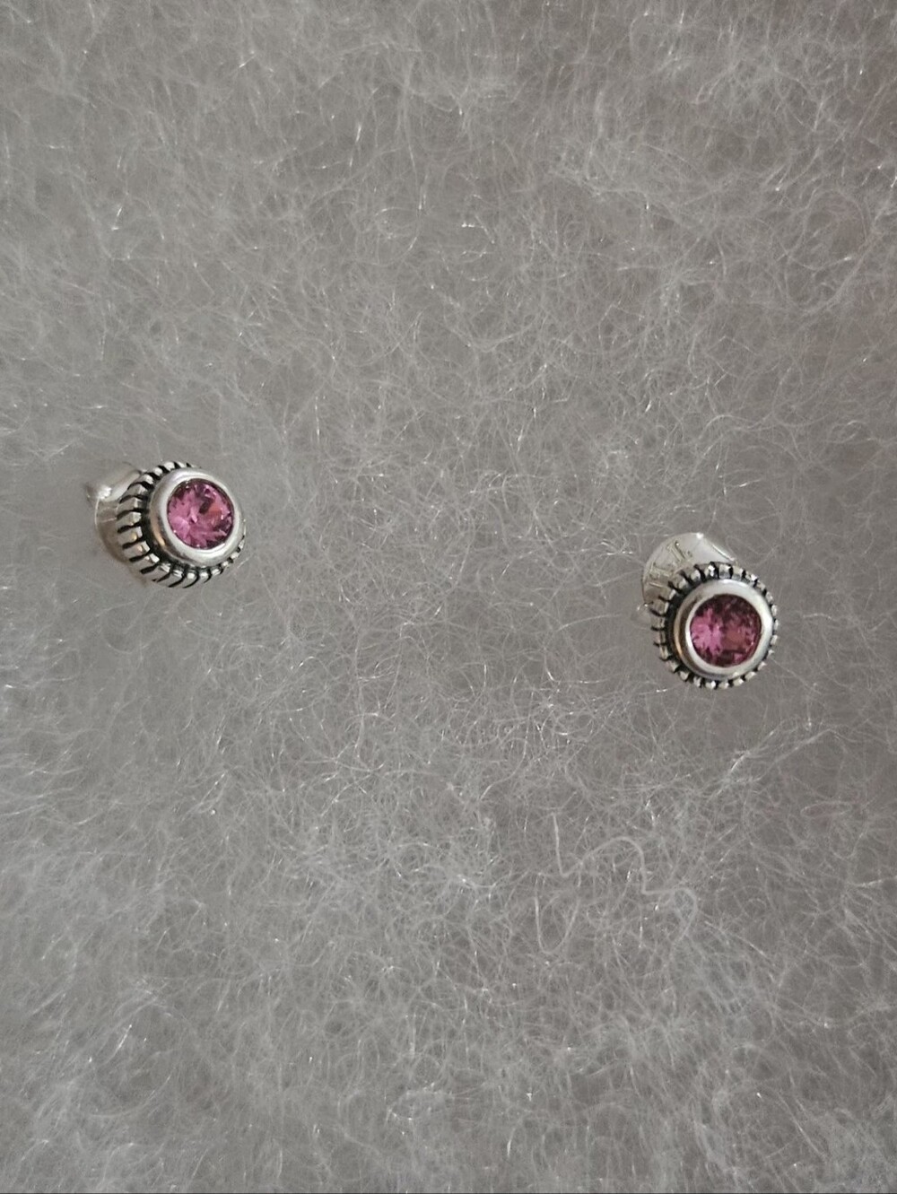 Silpada Sterling Silver Pink Crystal Bezel Stud Earrings